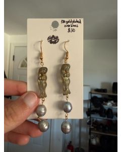 Mermaid Earrings - Sage/Silver Gold Plated