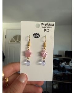 Star Drop Earrings - Pink/Purple Gold Plated