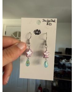 Star Drop Earrings - Purple/Blue Stainless Steel
