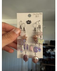 Lilac Butterfly Earring Set - Stainless Steel