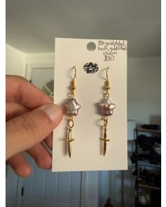 Star Dagger Earrings - Mauve Gold Plated