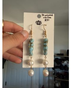 Mermaid Earrings - Blue/White Gold Plated