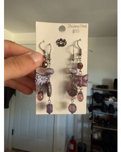 Indigo Butterfly Earring Set - Stainless Steel