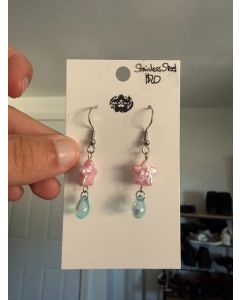 Star Dop Earrings - Pink/Blue Stainless Steel