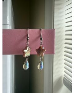 Star Drop Earrings - Pink/Lilac Stainless Steel